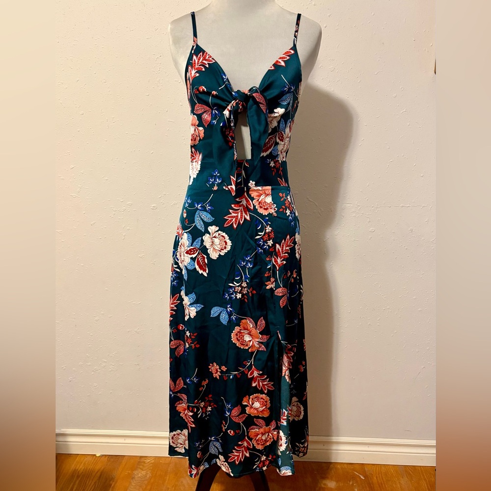 Source Unknown Teal Floral Maxi Dress